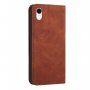Bőr flip cover tok mintával - iPhone XR - barna