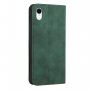 Bőr flip cover tok mintával - iPhone XR - sötétzöld
