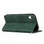 Bőr flip cover tok mintával - iPhone XR - sötétzöld