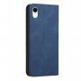 Bőr flip cover tok mintával - iPhone XR - sötétkék