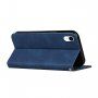 Bőr flip cover tok mintával - iPhone XR - sötétkék