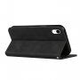 Bőr flip cover tok mintával - iPhone XR - fekete