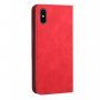Bőr flip cover tok mintával - iPhone X / XS - piros