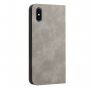 Bőr flip cover tok mintával - iPhone X / XS - szürke