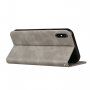 Bőr flip cover tok mintával - iPhone X / XS - szürke