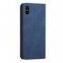 Bőr flip cover tok mintával - iPhone X / XS - sötétkék