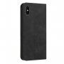 Bőr flip cover tok mintával - iPhone X / XS - fekete
