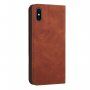 Bőr flip cover tok mintával - iPhone XS Max - barna