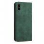 Bőr flip cover tok mintával - iPhone XS Max - sötétzöld