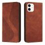 Bőr flip cover tok mintával - iPhone 12 mini - barna