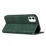 Bőr flip cover tok mintával - iPhone 12 mini - sötétzöld