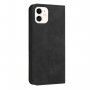 Bőr flip cover tok mintával - iPhone 12 mini - fekete