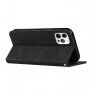 Bőr flip cover tok mintával - iPhone 12 Pro Max - fekete
