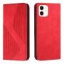 Bőr flip cover tok mintával - iPhone 11 - piros