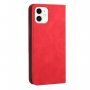 Bőr flip cover tok mintával - iPhone 11 - piros