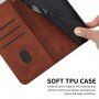 Bőr flip cover tok mintával - iPhone 11 - barna