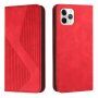 Bőr flip cover tok mintával - iPhone 11 Pro - piros