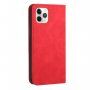 Bőr flip cover tok mintával - iPhone 11 Pro - piros