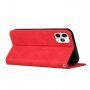 Bőr flip cover tok mintával - iPhone 11 Pro - piros