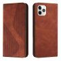 Bőr flip cover tok mintával - iPhone 11 Pro - barna
