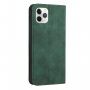 Bőr flip cover tok mintával - iPhone 11 Pro - sötétzöld