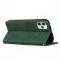 Bőr flip cover tok mintával - iPhone 11 Pro - sötétzöld