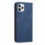 Bőr flip cover tok mintával - iPhone 11 Pro - sötétkék