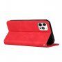 Bőr flip cover tok mintával - iPhone 13 Pro Max - piros