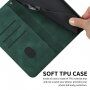 Bőr flip cover tok mintával - iPhone 13 Pro Max - sötétzöld