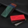 Bőr flip cover tok mintával - iPhone 13 Pro Max - sötétzöld