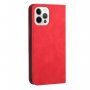 Bőr flip cover tok mintával - iPhone 14 Pro Max - piros