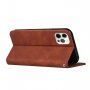 Bőr flip cover tok mintával - iPhone 14 Pro Max - barna