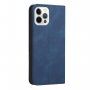 Bőr flip cover tok mintával - iPhone 14 Pro Max - sötétkék