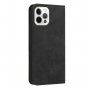 Bőr flip cover tok mintával - iPhone 14 Pro Max - fekete