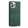 Bőr flip cover tok mintával - iPhone 14 Pro - sötétzöld