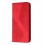 Bőr flip cover tok mintával - iPhone 14 Plus - piros