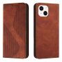 Bőr flip cover tok mintával - iPhone 14 Plus - barna