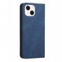 Bőr flip cover tok mintával - iPhone 14 Plus - sötétkék