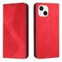 Bőr flip cover tok mintával - iPhone 14 - piros