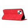 Bőr flip cover tok mintával - iPhone 14 - piros