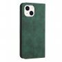 Bőr flip cover tok mintával - iPhone 14 - sötétzöld
