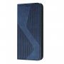 Bőr flip cover tok mintával - iPhone 14 - sötétkék