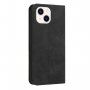 Bőr flip cover tok mintával - iPhone 14 - fekete
