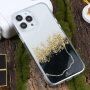 Átlátszó márvány tok díszkövekkel - iPhone 14 Pro Max - fekete