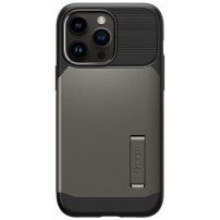Spigen Slim Armor tartós tok állvánnyal és MagSafe -vel - iPhone 14 Pro Max - szürke