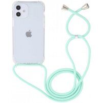 Átlátszó tok zsinórral - iPhone 12 mini - türkizkék