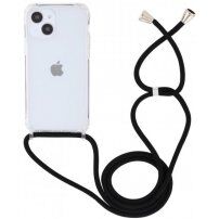 Átlátszó tok zsinórral - iPhone 13 - fekete