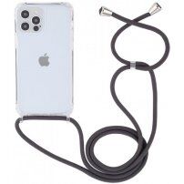 Átlátszó tok zsinórral - iPhone 14 Pro Max - szürke