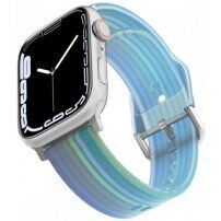 Átlátszó matt szilikon pánt csíkokkal - Apple Watch 42mm / 41mm / 40mm / 38mm - kék