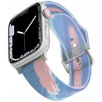 Átlátszó matt szilikon pánt - Apple Watch 42mm / 41mm / 40mm / 38mm - kék-rózsaszín